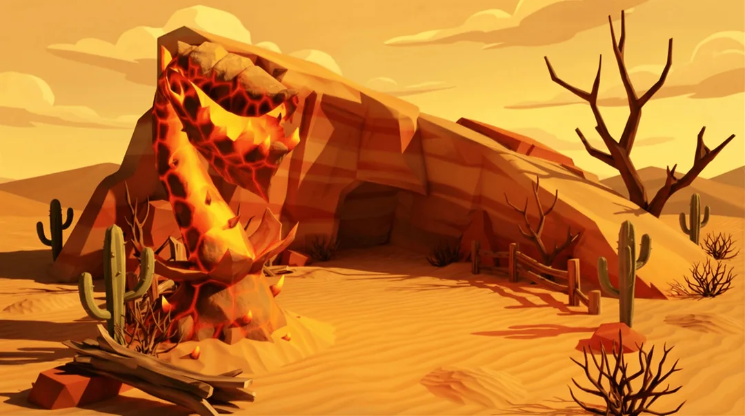 A giant sandworm bursting out of the desert